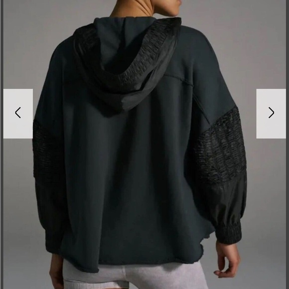 NWT Free People Spin Movement Gray Hoodie Yoga Oversize Slouch Quilted Charcoal - Picture 2 of 8